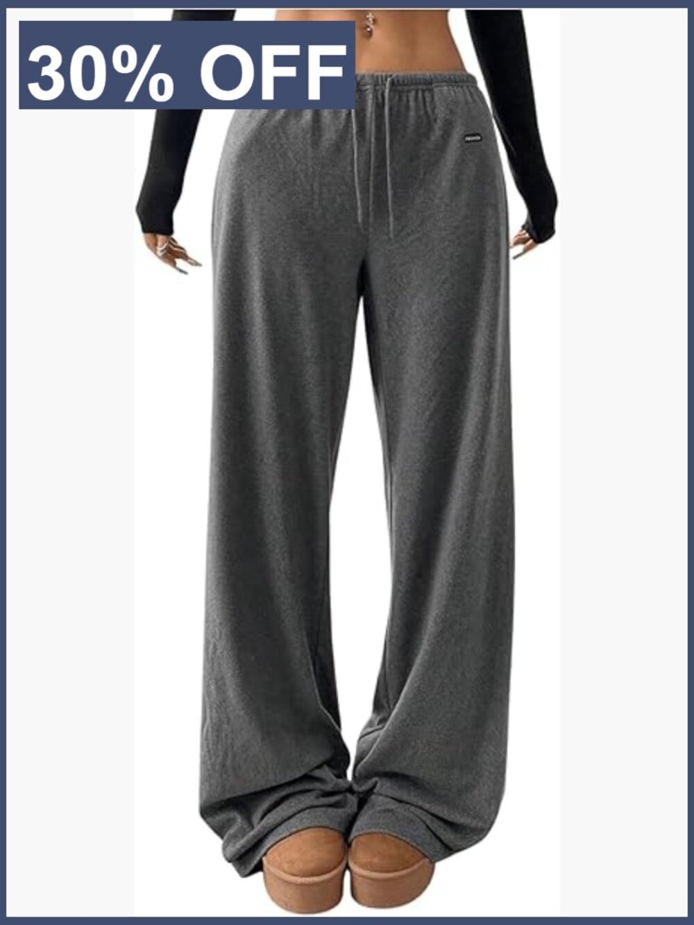Women's Drawstring Sweatpants Low Rise Baggy Wide Leg Pants with Pockets
